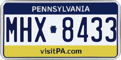 PA license plate MHX8433