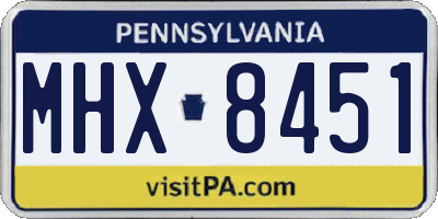 PA license plate MHX8451