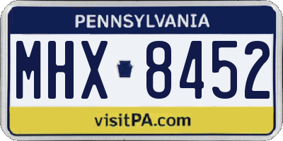 PA license plate MHX8452