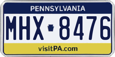 PA license plate MHX8476