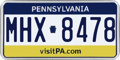 PA license plate MHX8478