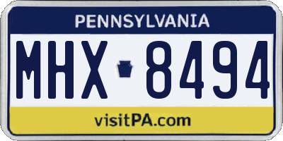PA license plate MHX8494