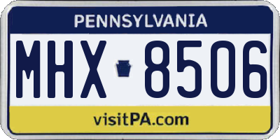PA license plate MHX8506