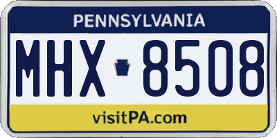 PA license plate MHX8508