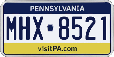 PA license plate MHX8521