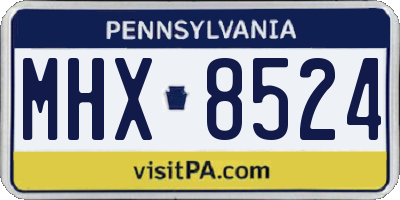 PA license plate MHX8524