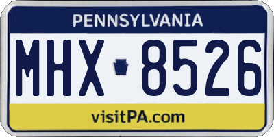 PA license plate MHX8526