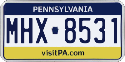 PA license plate MHX8531