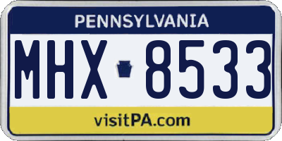 PA license plate MHX8533