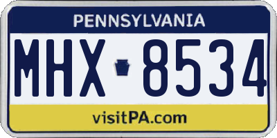 PA license plate MHX8534