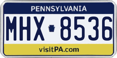 PA license plate MHX8536