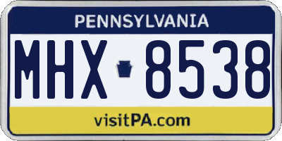 PA license plate MHX8538