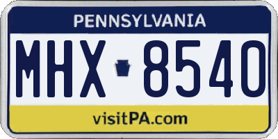 PA license plate MHX8540