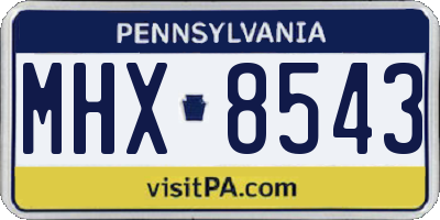 PA license plate MHX8543