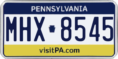 PA license plate MHX8545