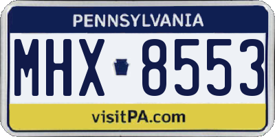 PA license plate MHX8553