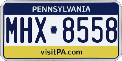 PA license plate MHX8558