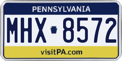 PA license plate MHX8572