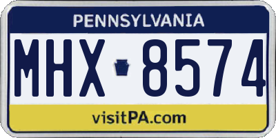 PA license plate MHX8574