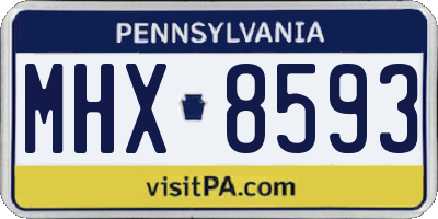 PA license plate MHX8593