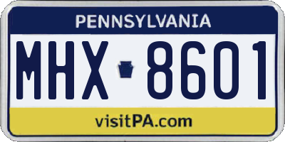 PA license plate MHX8601