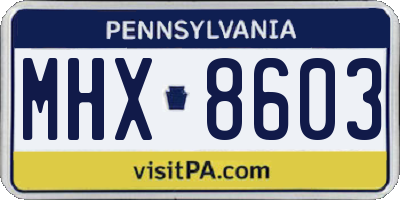 PA license plate MHX8603