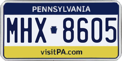 PA license plate MHX8605