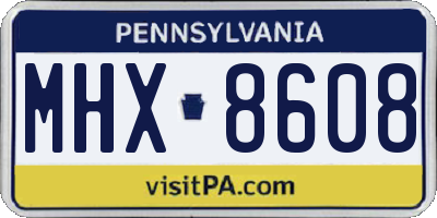 PA license plate MHX8608