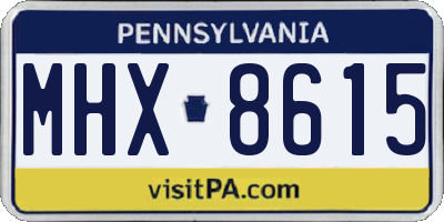 PA license plate MHX8615