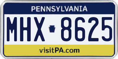 PA license plate MHX8625