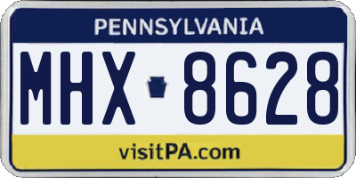 PA license plate MHX8628