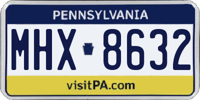 PA license plate MHX8632