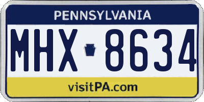 PA license plate MHX8634