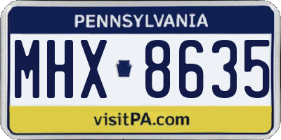 PA license plate MHX8635