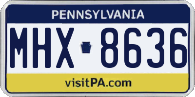 PA license plate MHX8636