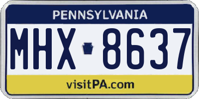 PA license plate MHX8637