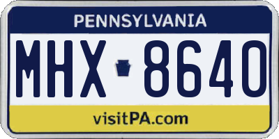 PA license plate MHX8640
