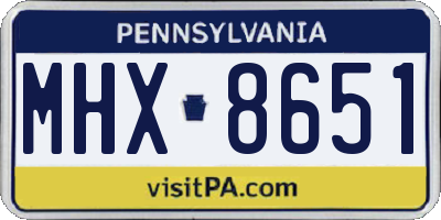 PA license plate MHX8651