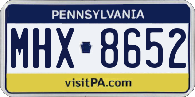 PA license plate MHX8652