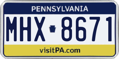 PA license plate MHX8671