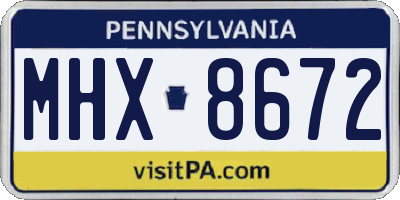 PA license plate MHX8672