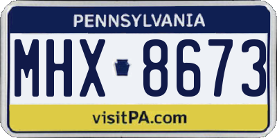 PA license plate MHX8673