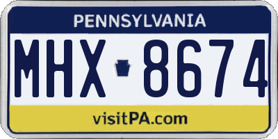 PA license plate MHX8674