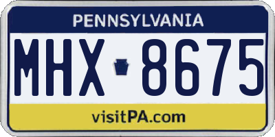 PA license plate MHX8675