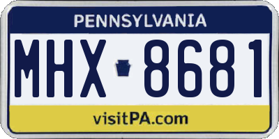 PA license plate MHX8681