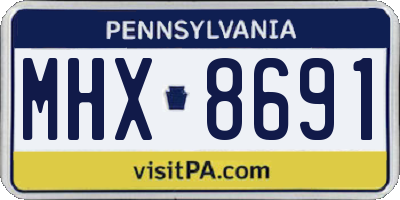 PA license plate MHX8691