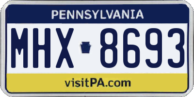 PA license plate MHX8693