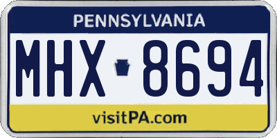 PA license plate MHX8694