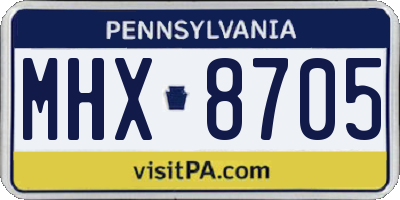 PA license plate MHX8705