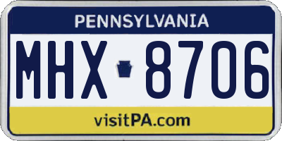 PA license plate MHX8706
